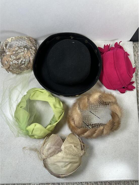 VTG Women’s Hat Lot Fascinator Pillbox Veil Mink Wool 6 Pc Merrimac main image 10